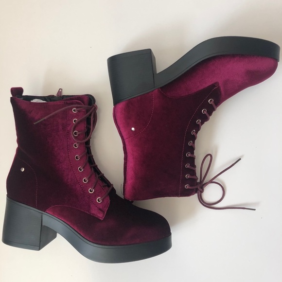 Wine Velvet Boots - Picture 4 of 8